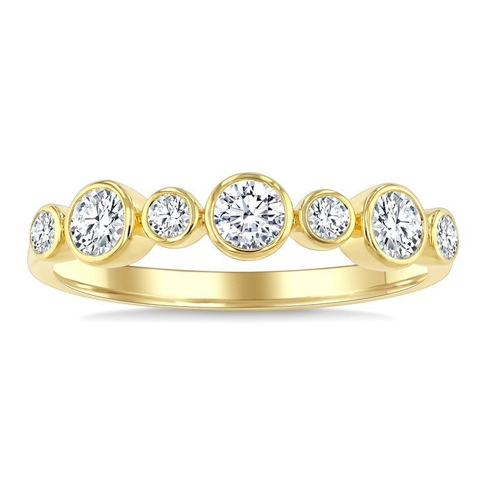 1/2 Ctw Bezel Set Round Cut Diamond Fashion Band in 14K Yellow Gold