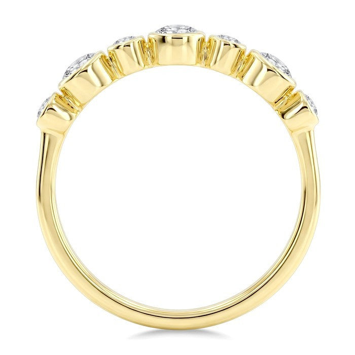 1/2 Ctw Bezel Set Round Cut Diamond Fashion Band in 14K Yellow Gold