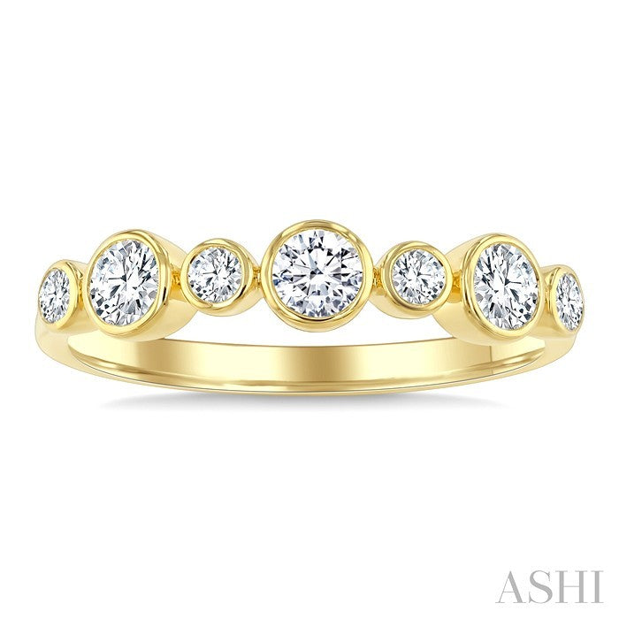 1/2 Ctw Bezel Set Round Cut Diamond Fashion Band in 14K Yellow Gold
