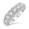 3/4 Ctw Baguette and Round Cut Diamond Fashion Ring in 14K White Gold