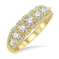 3/4 Ctw Baguette and Round Cut Diamond Fashion Ring in 14K Yellow Gold