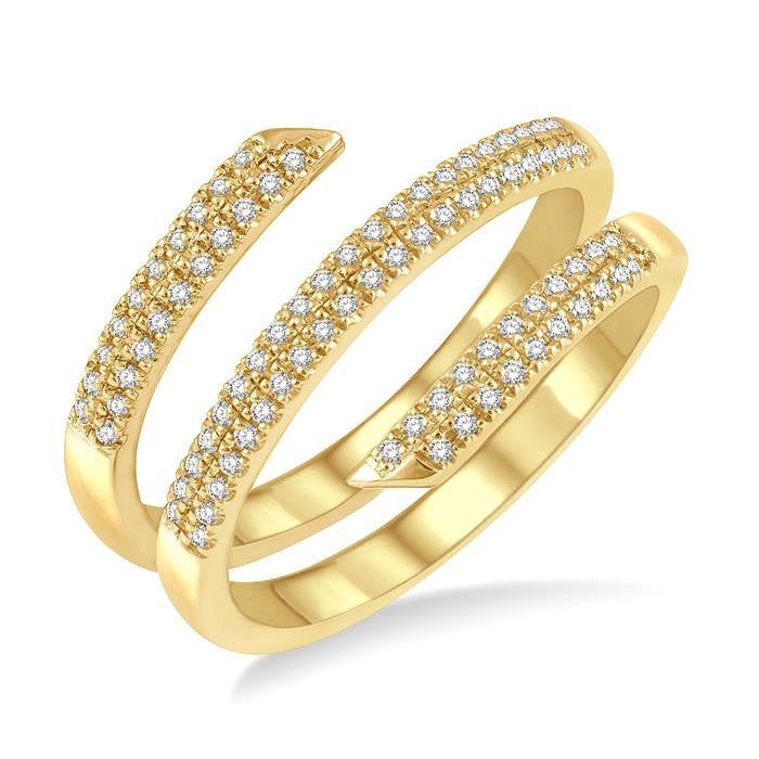 1/4 Ctw Open-End Round Cut Diamond Fashion Ring in 10K Yellow Gold