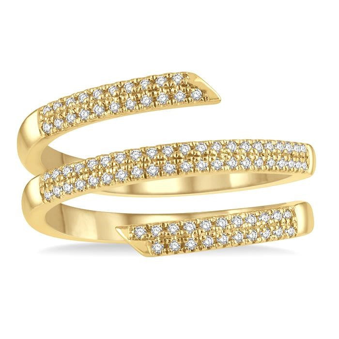 1/4 Ctw Open-End Round Cut Diamond Fashion Ring in 10K Yellow Gold