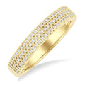 1/4 Ctw Triple Row Pave Set Round Cut Diamond Fashion Band in 10K Yellow Gold