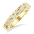1/4 Ctw Triple Row Pave Set Round Cut Diamond Fashion Band in 10K Yellow Gold