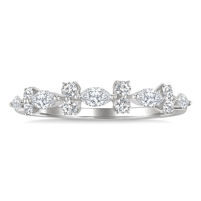 1/2 Ctw Scatter Marquise and Round Cut Diamond Fashion Band in 14K White Gold