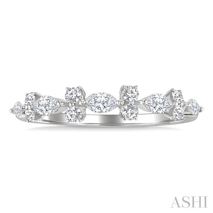 1/2 Ctw Scatter Marquise and Round Cut Diamond Fashion Band in 14K White Gold