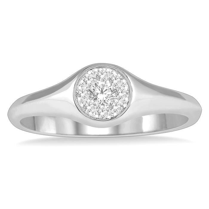 1/4 Ctw Round Shape Shine Bright Diamond Ring in 14K White Gold
