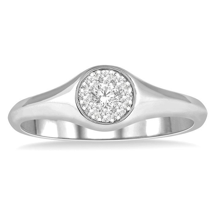 1/6 Ctw Round Shape Shine Bright Diamond Ring in 14K White Gold