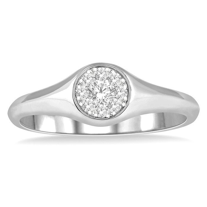 1/6 Ctw Round Shape Shine Bright Diamond Ring in 14K White Gold