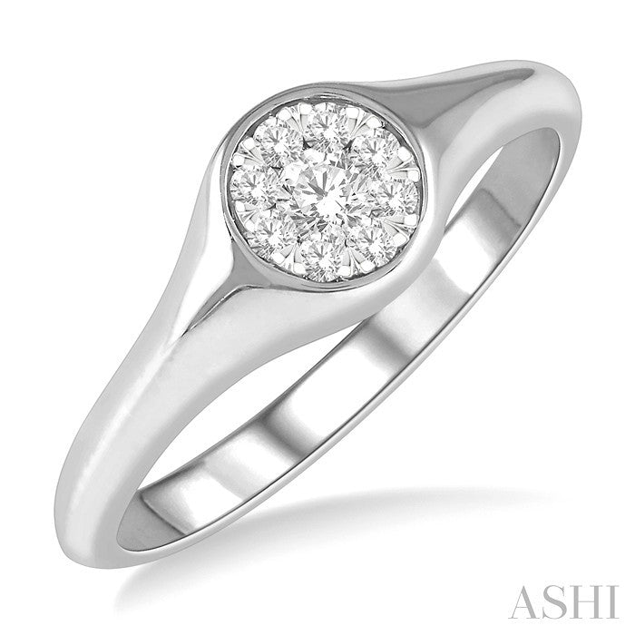 1/6 Ctw Round Shape Shine Bright Diamond Ring in 14K White Gold