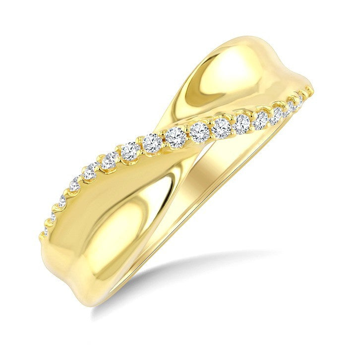 1/5 Ctw Round Cut Diamond Twisted lattice Fashion Band in 10K Yellow Gold