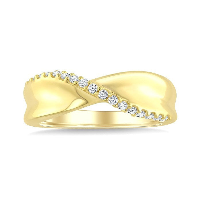 1/5 Ctw Round Cut Diamond Twisted lattice Fashion Band in 10K Yellow Gold