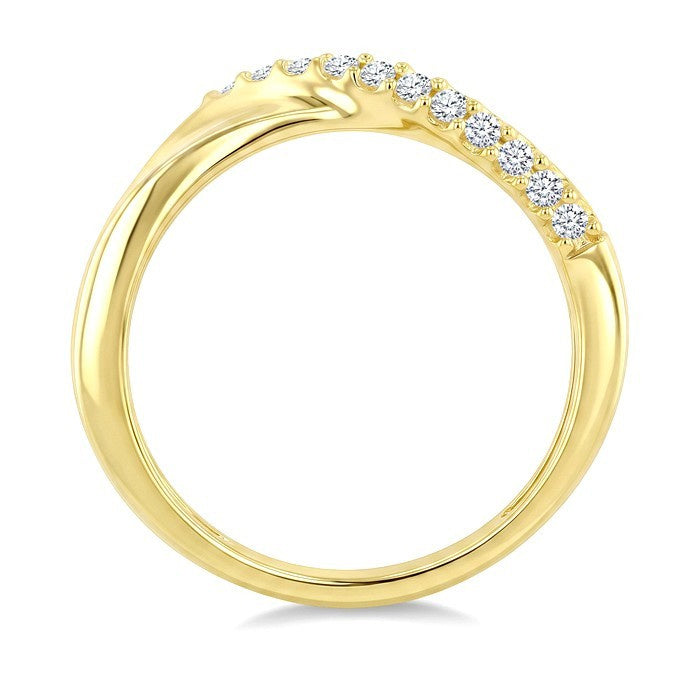 1/5 Ctw Round Cut Diamond Twisted lattice Fashion Band in 10K Yellow Gold