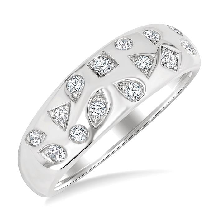 1/4 Ctw Round Cut Diamond Mosaic Wide Fashion Band in 10K White Gold