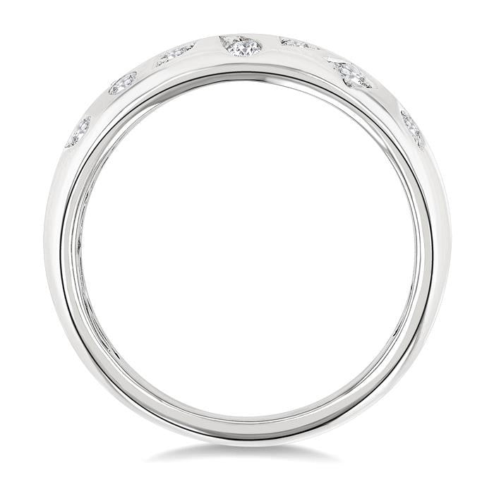 1/4 Ctw Round Cut Diamond Mosaic Wide Fashion Band in 10K White Gold