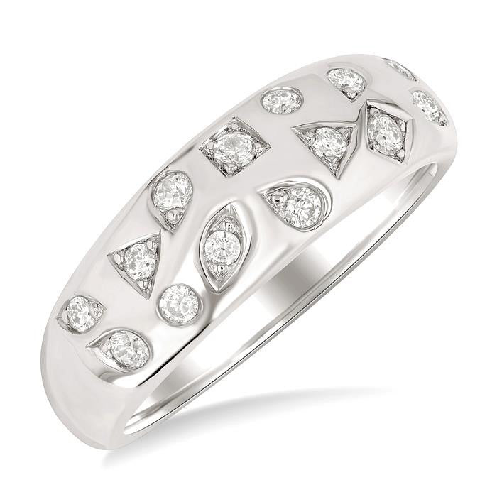 1/4 Ctw Round Cut Diamond Mosaic Wide Fashion Band in 10K White Gold