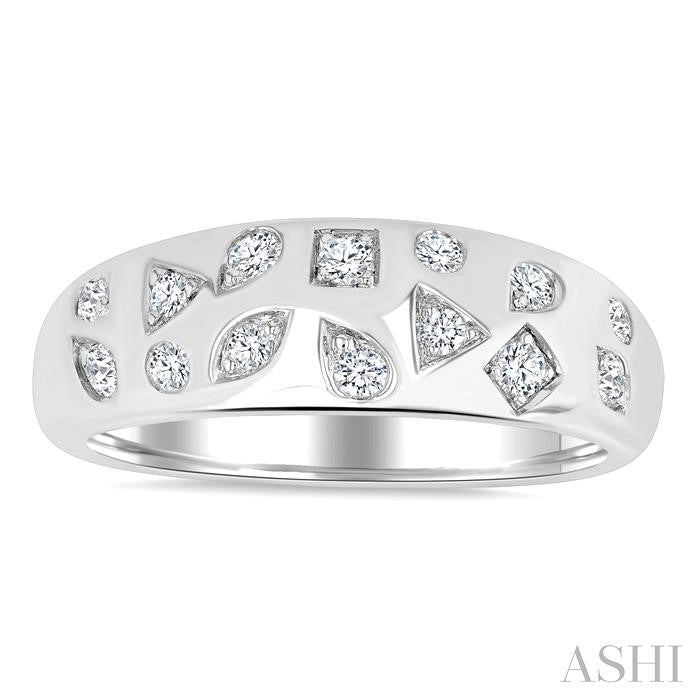 1/4 Ctw Round Cut Diamond Mosaic Wide Fashion Band in 10K White Gold