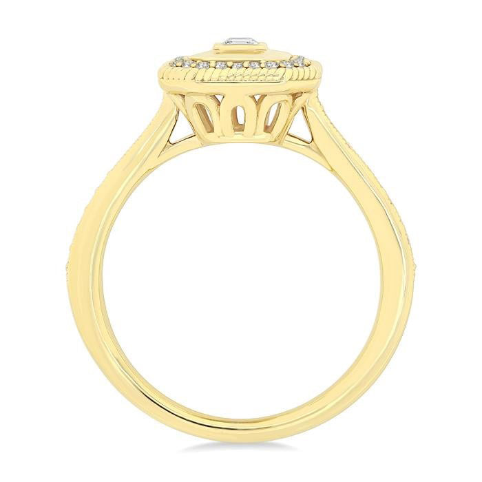 Emerald Shape Art Deco Diamond Fashion Ring