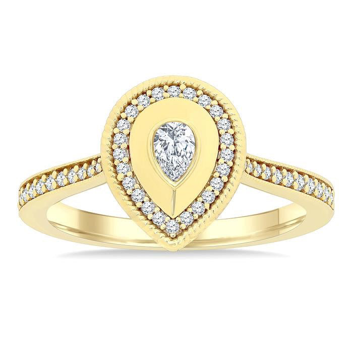Pear Shape Art Deco Diamond Fashion Ring