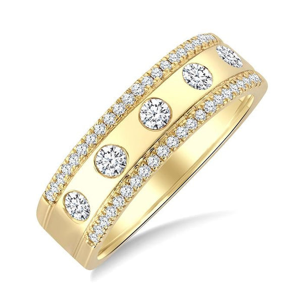 1/2 Ctw Flush Set Round Cut Diamond Fashion Band in 14K Yellow Gold