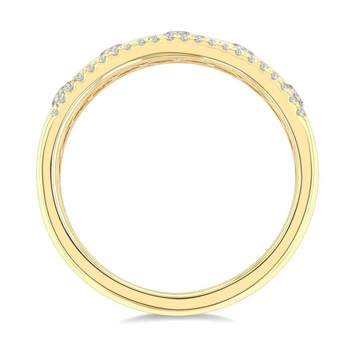 1/2 Ctw Flush Set Round Cut Diamond Fashion Band in 14K Yellow Gold