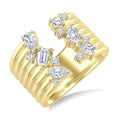 1 1/5 Ctw Fluted Mixed Diamond Cut Fashion Wide Band in 14K Yellow Gold