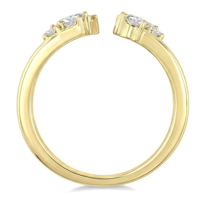 1 1/5 Ctw Fluted Mixed Diamond Cut Fashion Wide Band in 14K Yellow Gold
