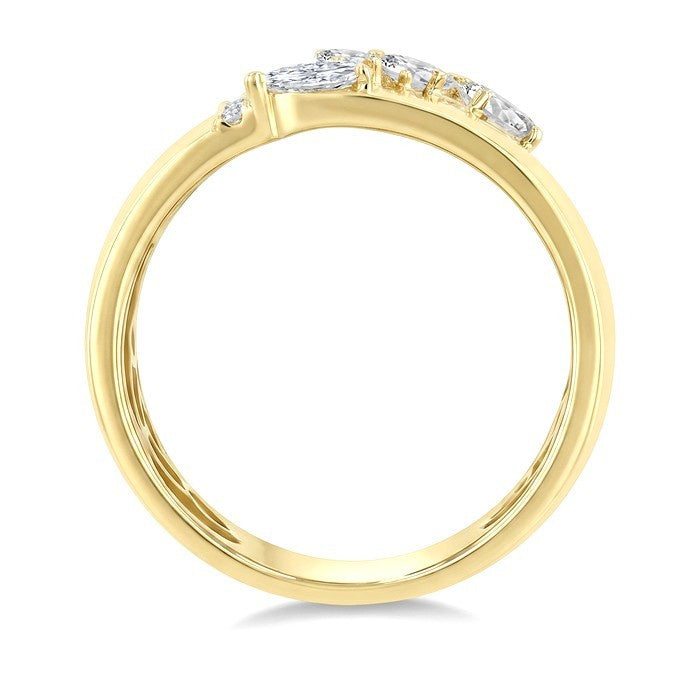 3/4 Ctw Mixed Cut Diamond Bold Open Wide Band in 14K Yellow Gold
