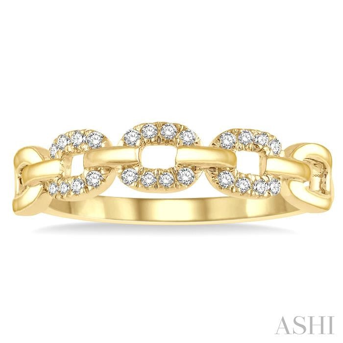 1/10 Ctw Round Cut Diamond Paperclip Ring in 10K Yellow Gold
