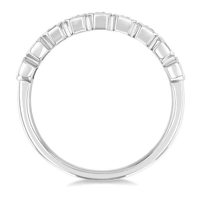 3/4 Ctw North-South Bezel Set Emerald Cut Diamond Fashion Band in 14K White Gold