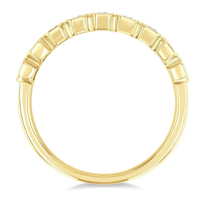 3/4 Ctw North-South Bezel Set Emerald Cut Diamond Fashion Band in 14K Yellow Gold