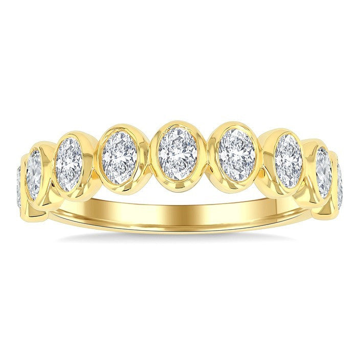 7/8 Ctw North-South Oval Diamond Band in 14K Yellow Gold
