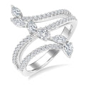 3/4 Ctw Three-Way Split Shank Mixed Diamond Cut Fashion Ring in 14K White Gold
