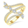 3/4 Ctw Three-Way Split Shank Mixed Diamond Cut Fashion Ring in 14K Yellow Gold