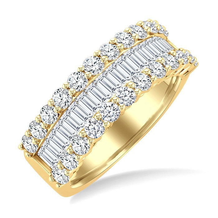 1 3/4 Ctw Channel Set Baguette and Round Cut Diamond Fashion Band in 14K Yellow Gold