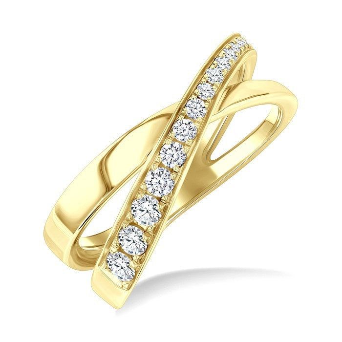 1/3 Ctw Split Criss Cross Round Cut Diamond Fashion Ring in 14K Yellow Gold