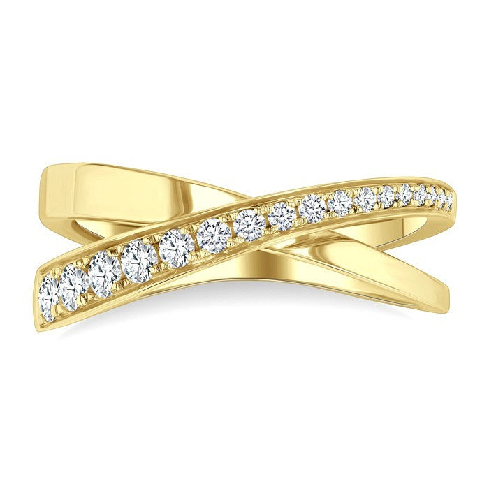 1/3 Ctw Split Criss Cross Round Cut Diamond Fashion Ring in 14K Yellow Gold