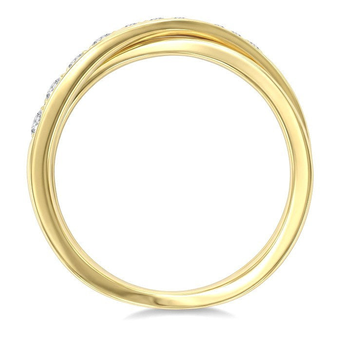 1/3 Ctw Split Criss Cross Round Cut Diamond Fashion Ring in 14K Yellow Gold