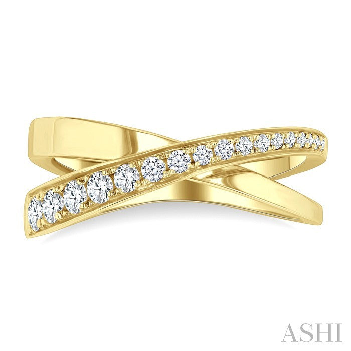 1/3 Ctw Split Criss Cross Round Cut Diamond Fashion Ring in 14K Yellow Gold