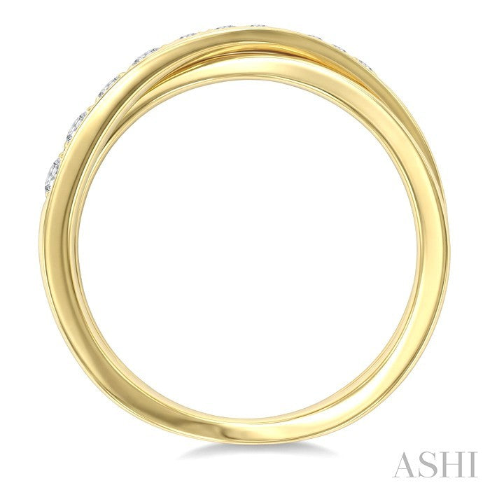 1/3 Ctw Split Criss Cross Round Cut Diamond Fashion Ring in 14K Yellow Gold