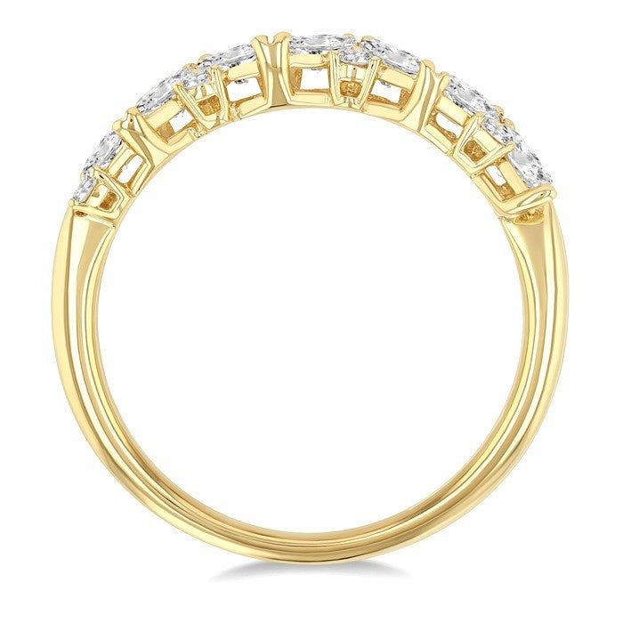1 Ctw Scatter Marquise and Round Cut Diamond Fashion Band in 14K Yellow Gold
