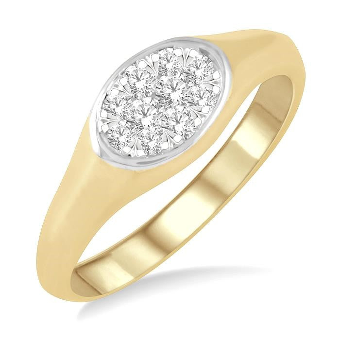 1/4 Ctw Oval Shape Shine Bright Diamond Ring in 14K Yellow and White Gold
