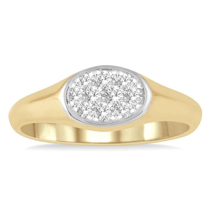 1/4 Ctw Oval Shape Shine Bright Diamond Ring in 14K Yellow and White Gold