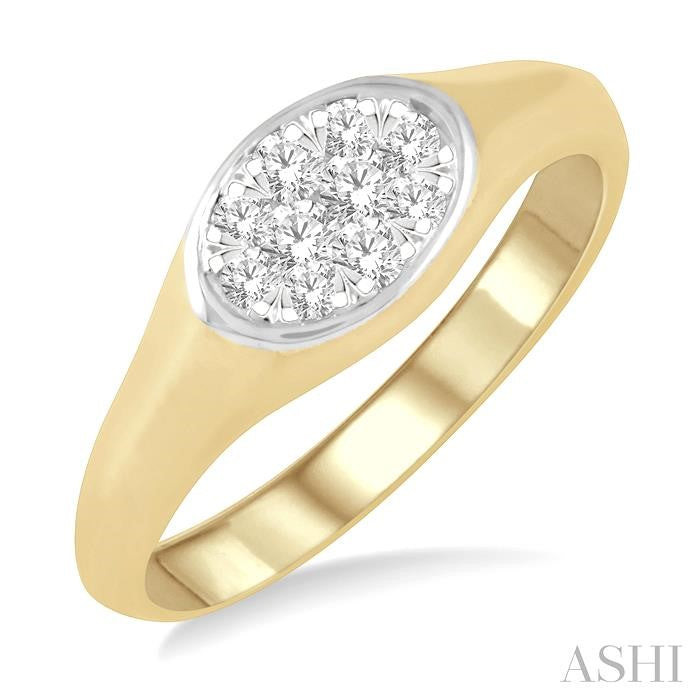 1/4 Ctw Oval Shape Shine Bright Diamond Ring in 14K Yellow and White Gold