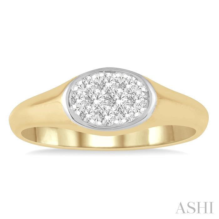 1/4 Ctw Oval Shape Shine Bright Diamond Ring in 14K Yellow and White Gold