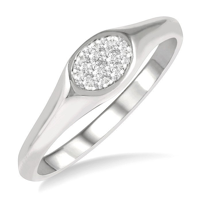 1/8 Ctw Oval Shape Shine Bright Diamond Ring in 14K White Gold