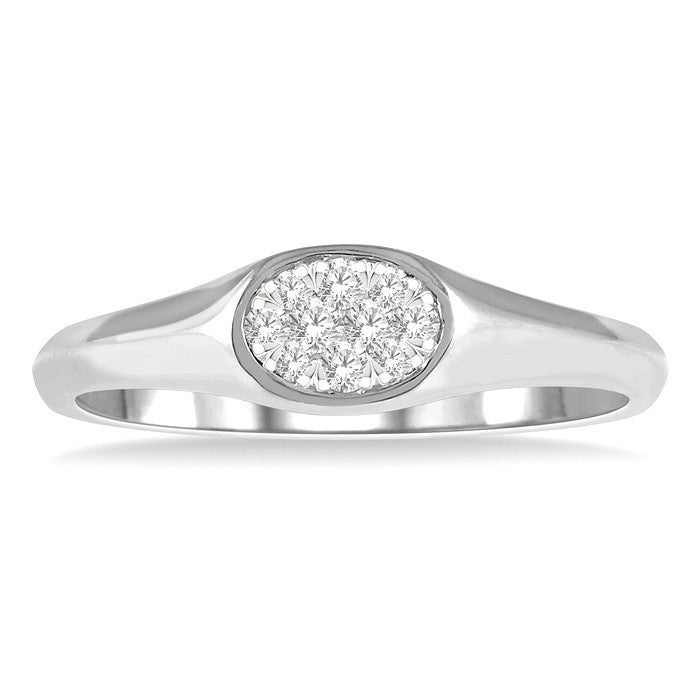 1/8 Ctw Oval Shape Shine Bright Diamond Ring in 14K White Gold