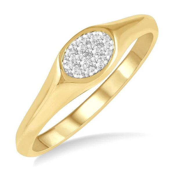 1/8 Ctw Oval Shape Shine Bright Diamond Ring in 14K Yellow and White Gold