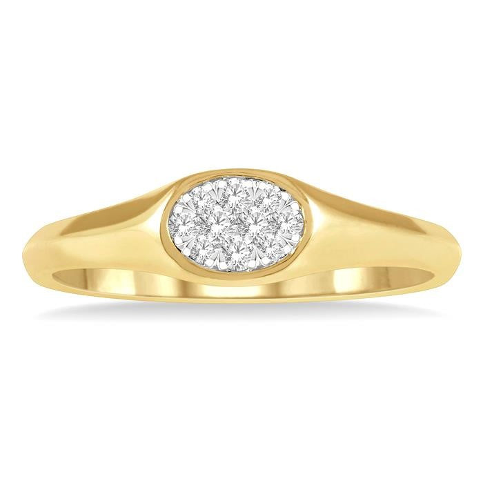 1/8 Ctw Oval Shape Shine Bright Diamond Ring in 14K Yellow and White Gold